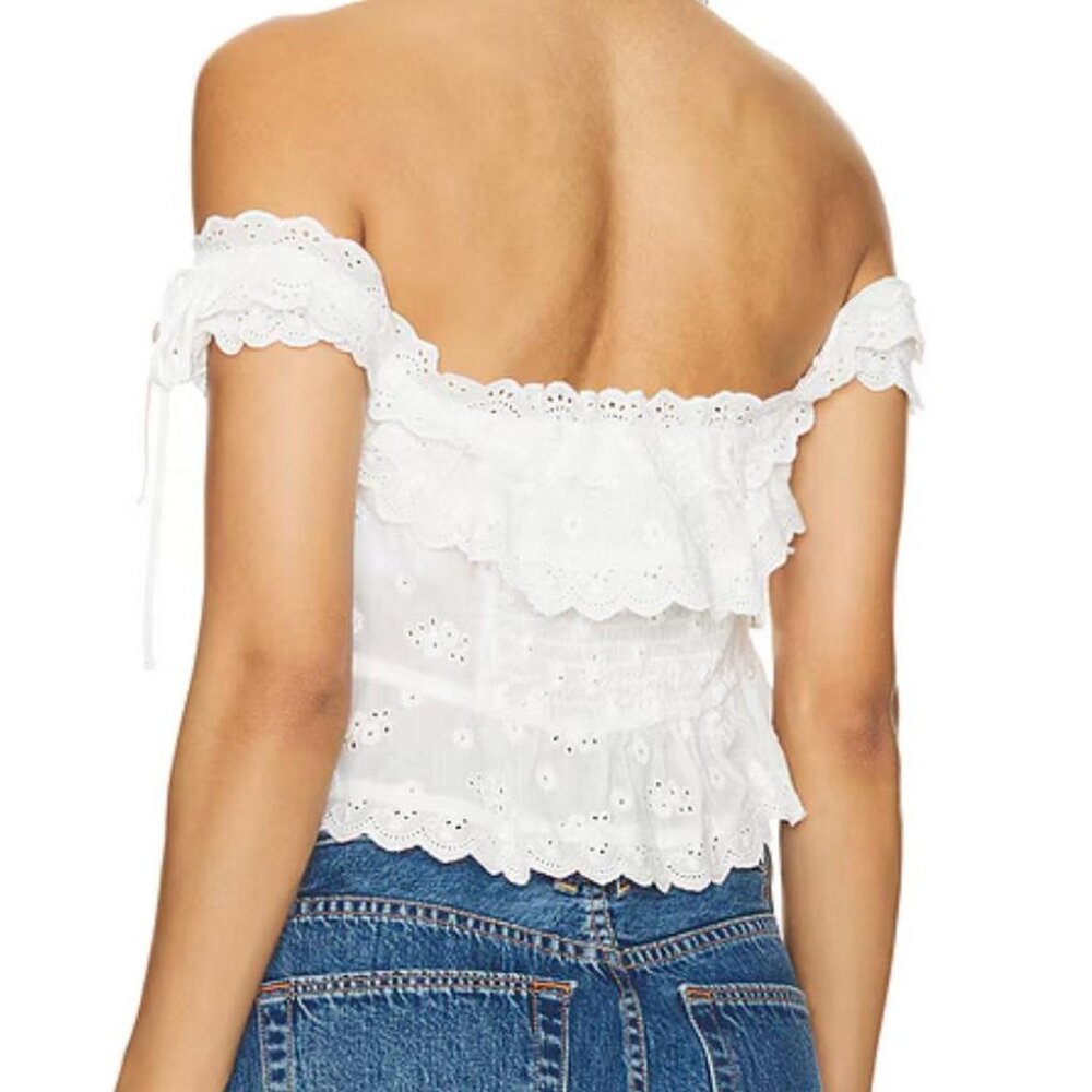 For Love and Lemons Marlowe Top in White Medium BNWT - Picture 2 of 3